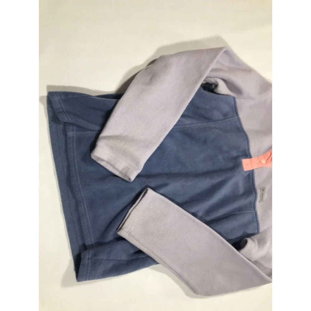 Columbia Mountain 1/4 Snap Fleece Pullover Purple Orange Girls LARGE